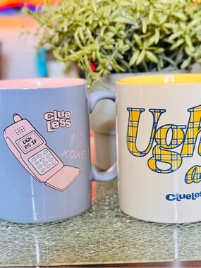 Clueless Graphic Coffee Mugs - Pastel Blue & Cream